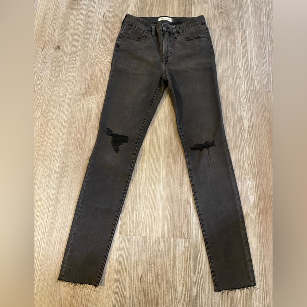 Madewell Charcoal Distressed Skinny Jeans